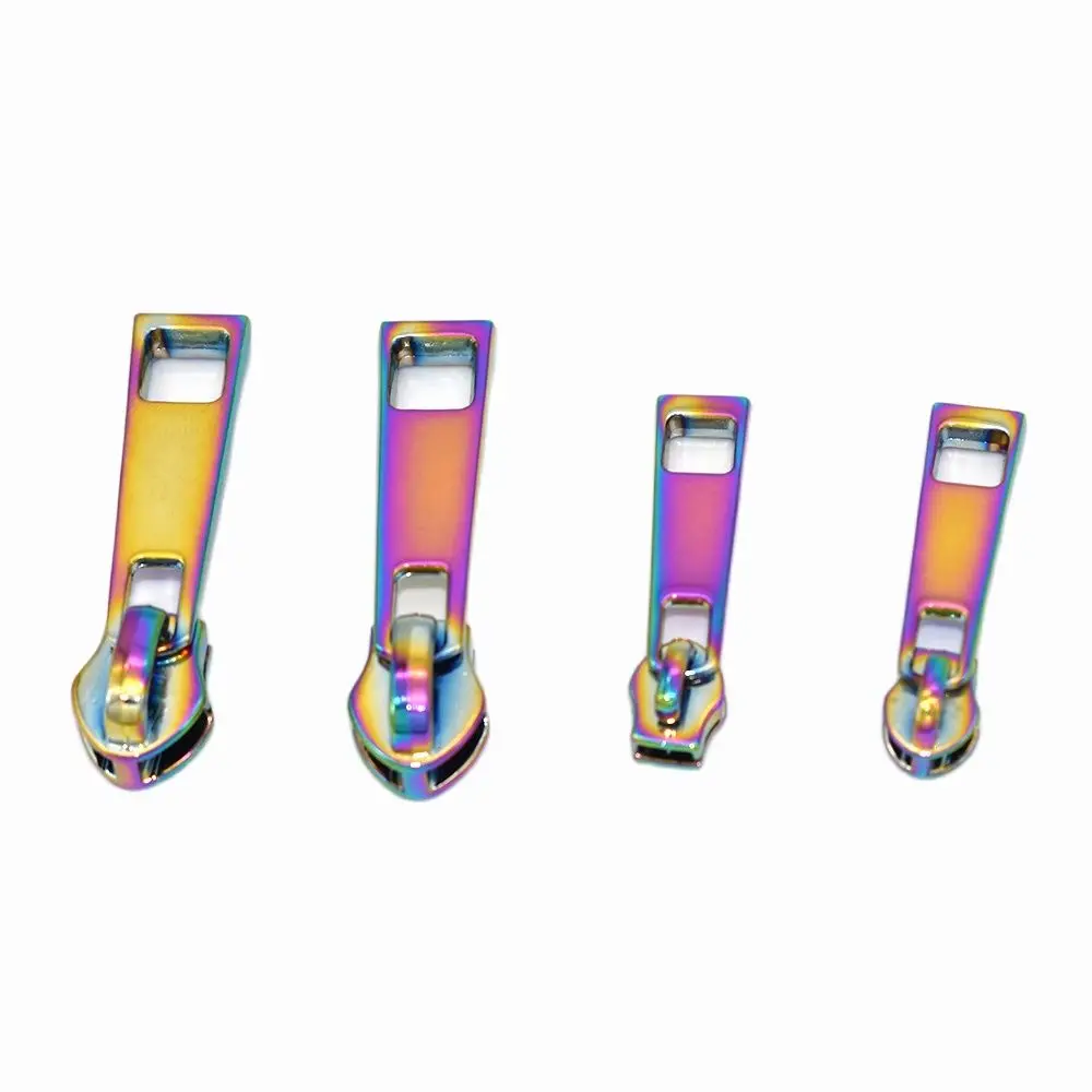 

Metal Rainbow Zipper head Pull slider with Rectangular for bags cloths and purses-4pcs