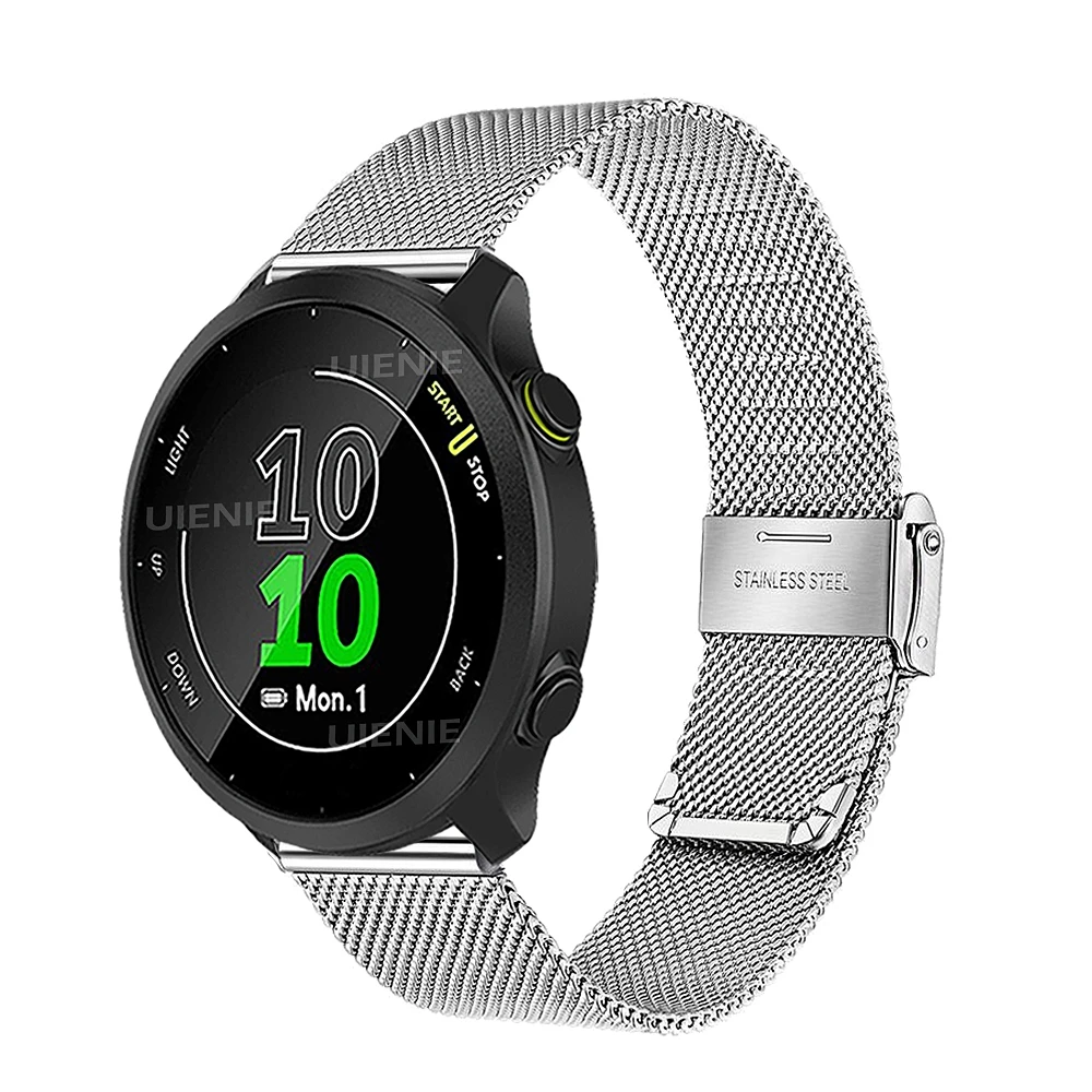 20มม.นาฬิกา Milanese สำหรับ Garmin Forerunner 55 158 245M สายคล้องคอสร้อยข้อมือสแตนเลสสายรัดข้อมือสำหรับ Vivoactive 3