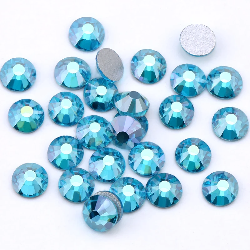 QIAO Boutique Aquamarine AB Non hotfix Rhinestone Flatback Crystals DIY Glue On Glass Rhinestones