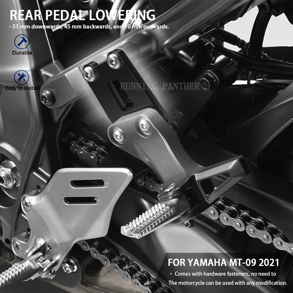 

For YAMAHA MT-09 2021 For mt09 Motorcycle Parts Foot pegs Lowering Kit Passenger Footrests Supports Kit