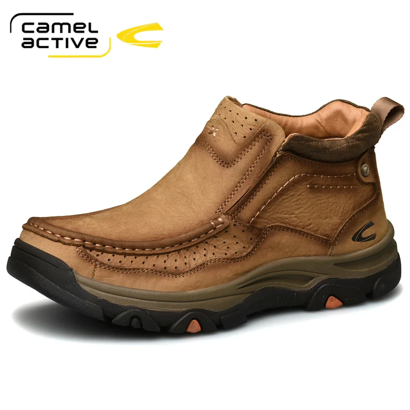 Camel Active Non-slip Spring/Autumn Men Boots Waterproof Leather Outdoor Boots Working Men Ankle Boots High Top Men Shoes 38~48