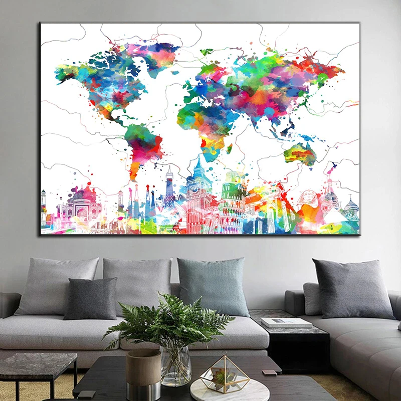 Abstract Color World Map 5D DIY diamond Painting big ben architecture Popular Diamond Embroidery Cross Stitch Kits Handicraft