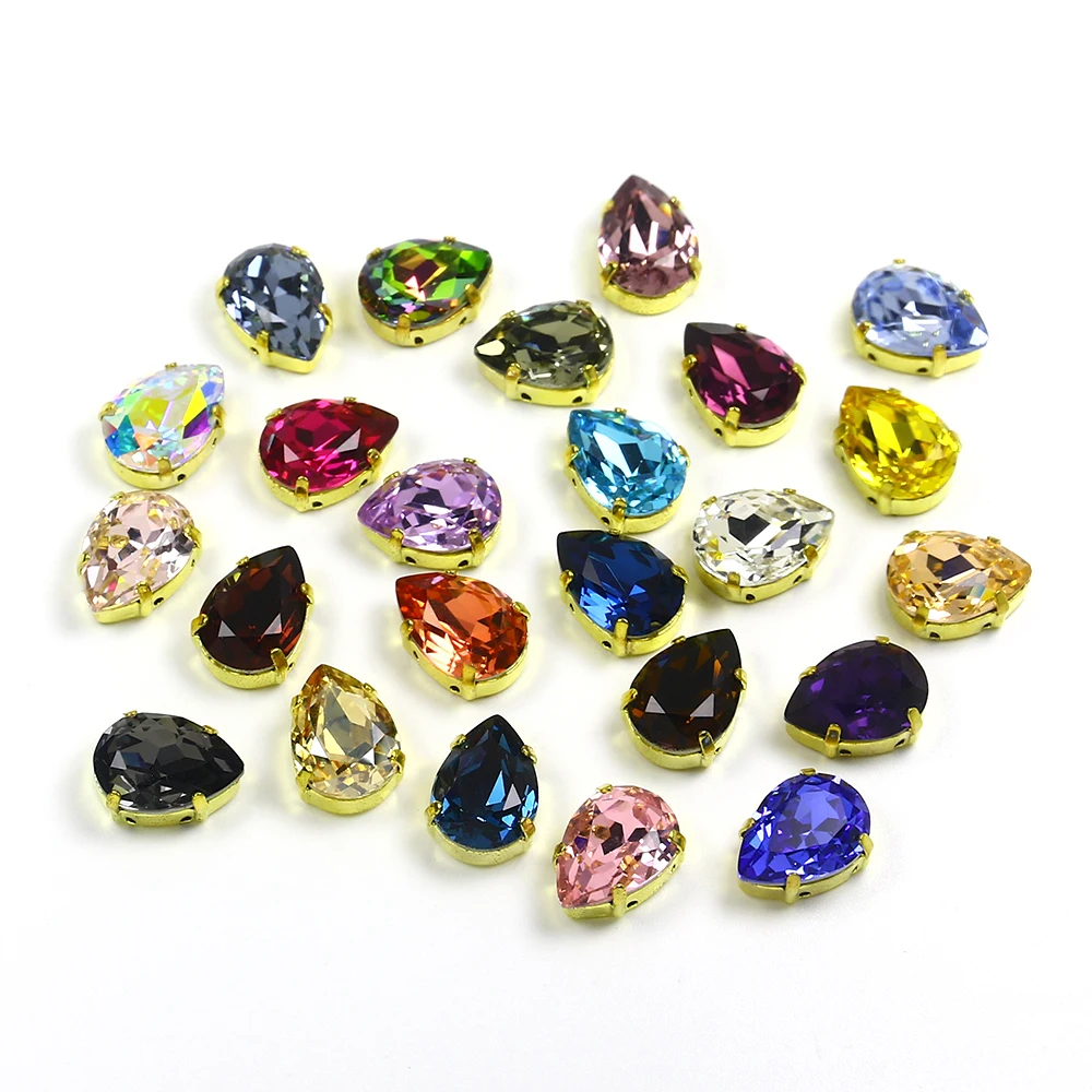 Glitter Glass Mix Style Cristal Rhinestones With Claw Sew On Rhinestone Appliques Strass Stones For Needlework Clothe