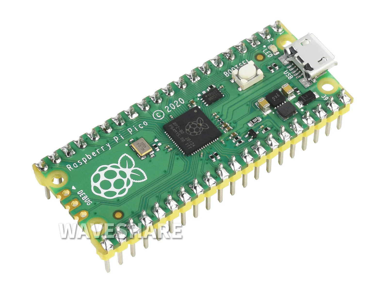 Raspberry Pi Pico, A Low-Cost, High-Performance Microcontroller Board With Flexible Digital Interfaces, With pre-soldered header