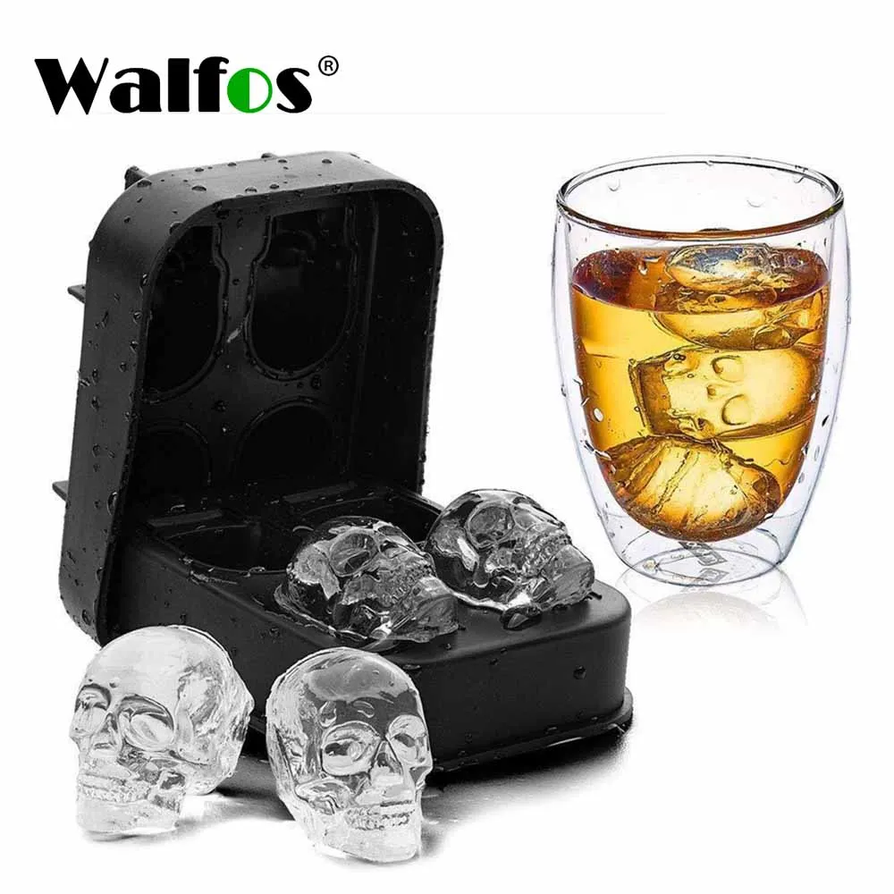 

Walfos 3D Skull Silicone Mold Ice Cube Maker Chocolate Mould Tray Ice Cream DIY Tool Whiskey Wine Cocktail Ice Cube Best Sellers