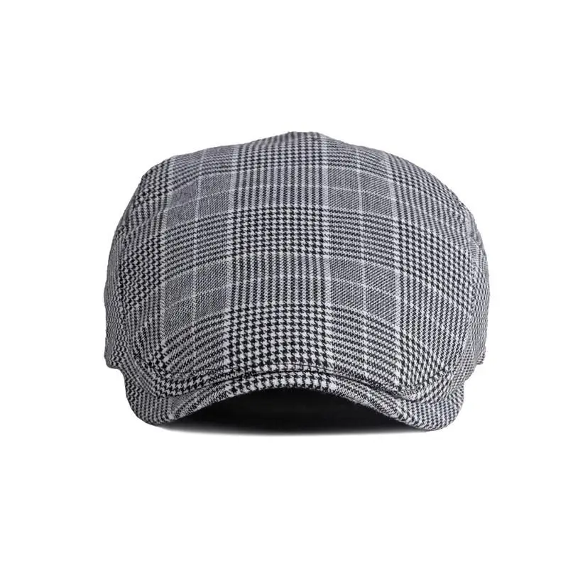 Cotton Spring Summer Solid Color Plaid Newsboy Caps Flat Peaked Cap Men and Women Painter Beret Hats 125