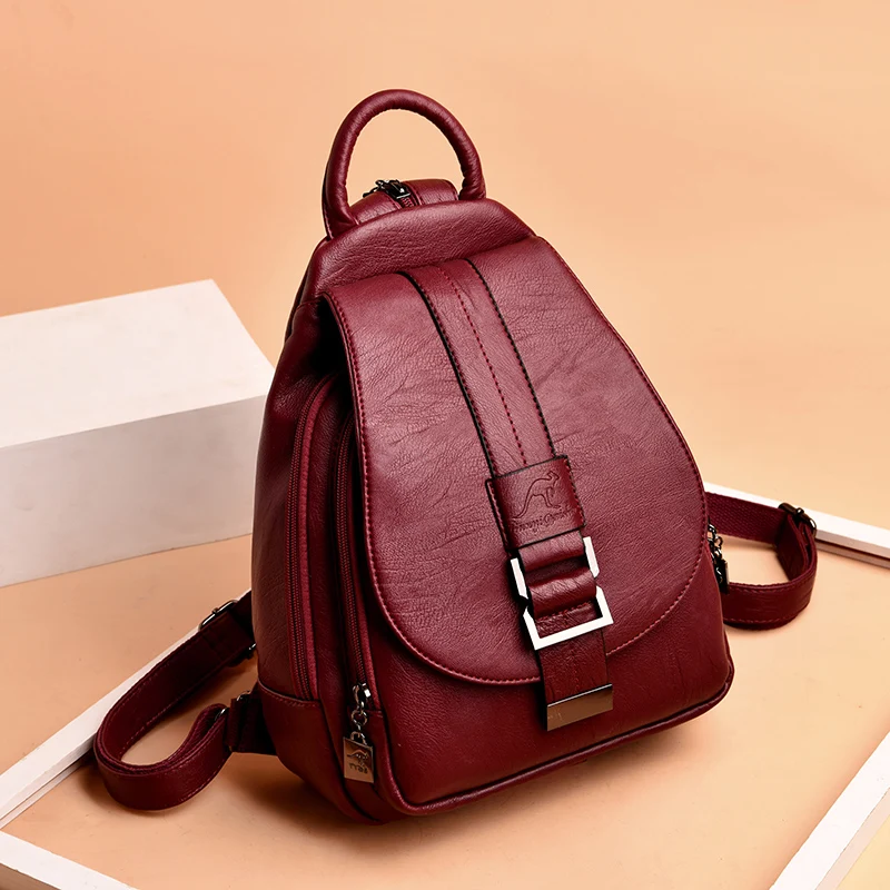 2024 Designer Backpacks Women Leather Backpacks Female School Bag  for Teenager Girls Travel Back Bag Retro Bagpack Sac a Dos