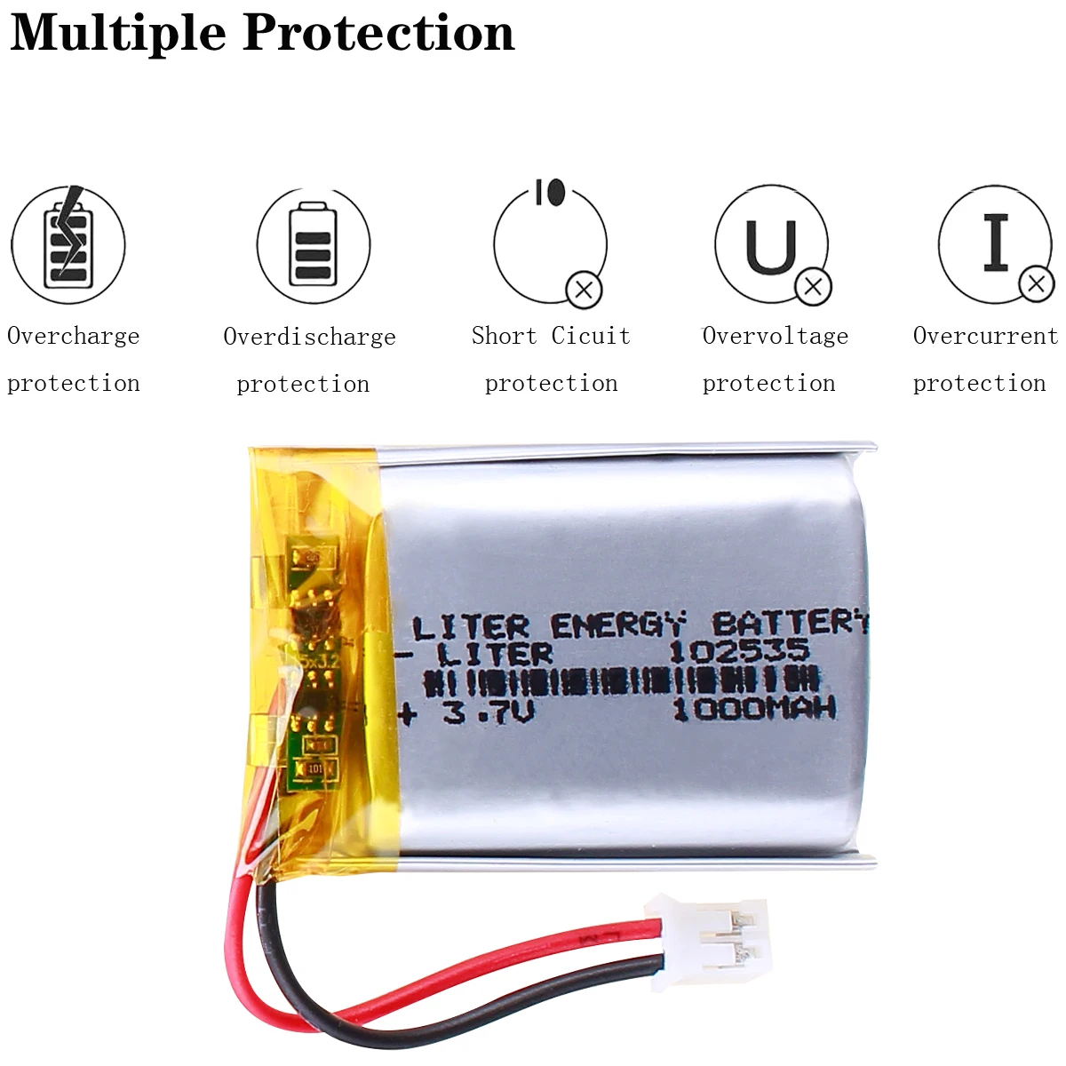 JST XHR 2.0mm 2pin 3.7V 1000MAH 102535 litowo-polimerowa LiPo akumulator do Mp3 słuchawki PAD DVD kamera bluetooth