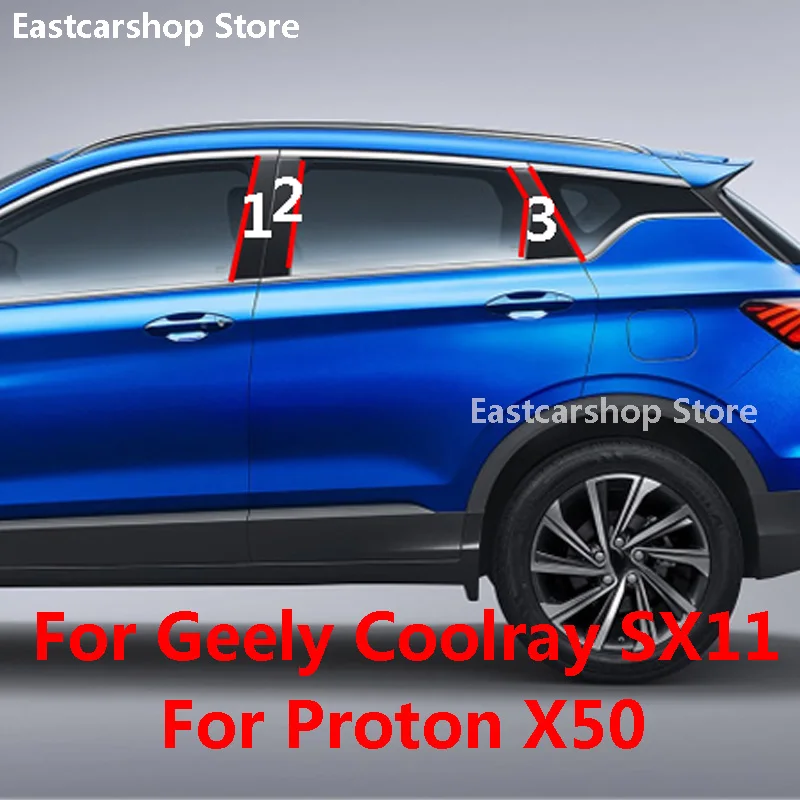 

Car Door Window Middle Column Trim Decoration Protection Strip PC Stickers for Geely Coolray SX11 Proton X50 2019 2020 2021