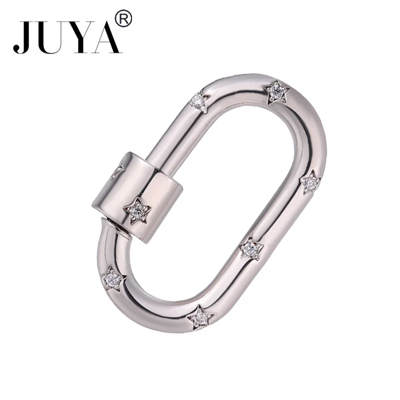 JUYA 5 Pcs\lot Copper Screw Spiral Clasps Hooks DIY Handmade Jewely Findings Cubic Zirconia Charm Connectors For Jewelry Making