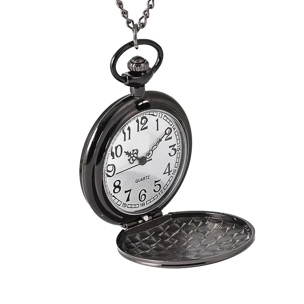 Orologio da tasca al quarzo retrò di grandi dimensioni con scritte fidanzato ti amo orologio da tasca con quadrante liscio nero con collana