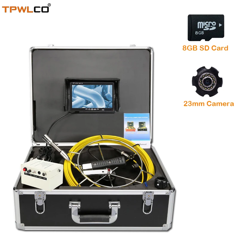 

7inch LCD Industrial Drain Sewer Inspection System DVR Function 20m Cable 23mm Waterproof Endoscope Video Camera With 12pcs LEDS