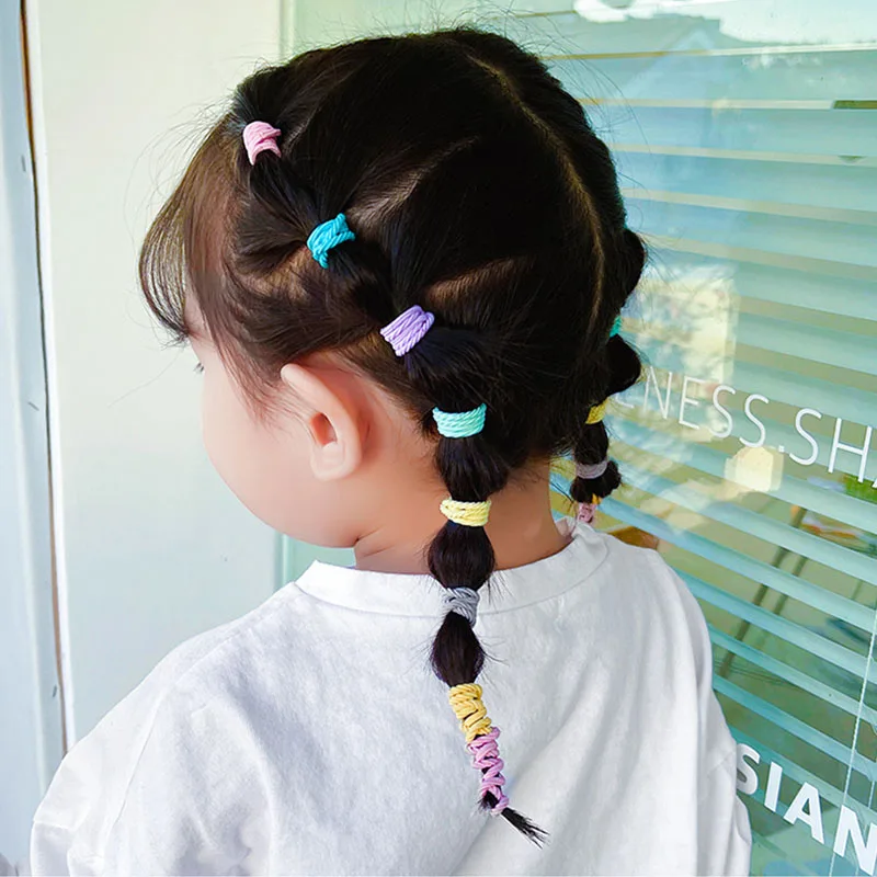 50/100PCS/Set Girls Cute Colorful 2.5cm Elastic Hair Bands Children Pigtail Hair Tie Small Scrunchie Kid Lovely Hair Accessories