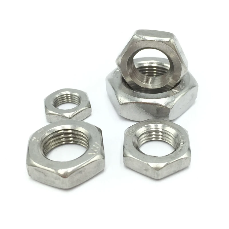 2/25pcs M2.5 M3 M4 M5 M6 M8 M10 M12 M14 M16 304 A2-70 Stainless Steel Flat Hex Hexagon Thin Nut Jam Nut DIN439 GB6172