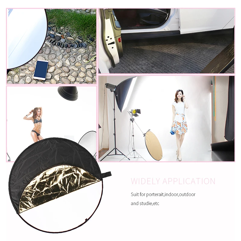 5 in 1 60cm Translucent, Silver, Gold, White And Black Photography Reflector Collapsible Photo Studio Photo Reflecotor