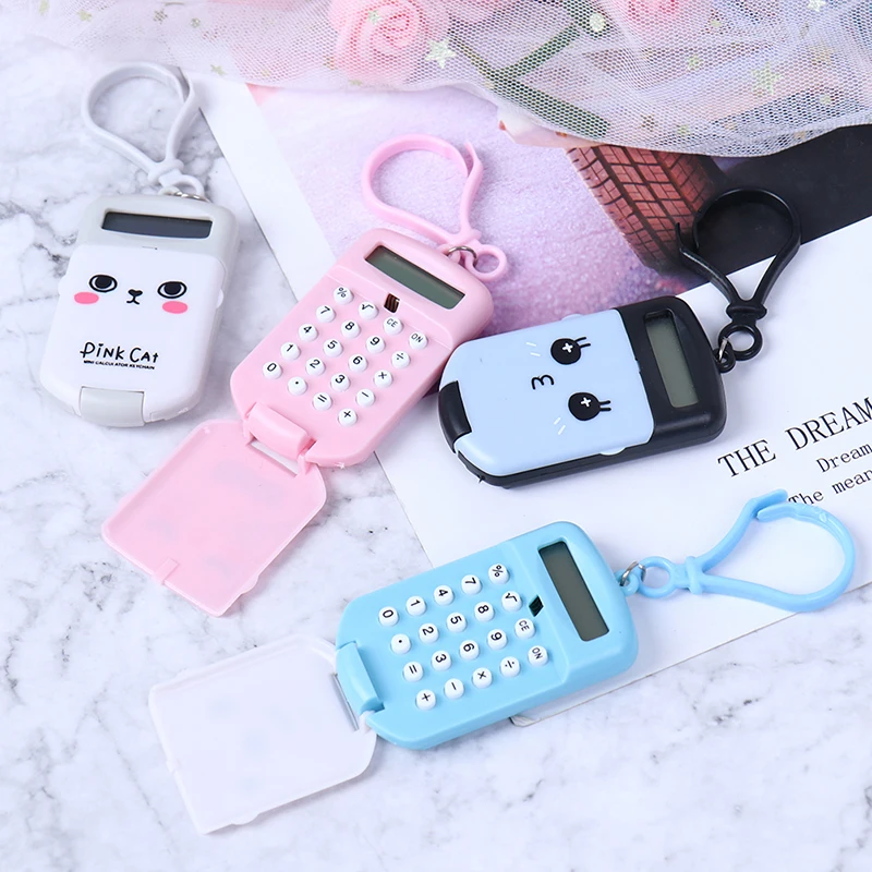 

Portable Digit Calculator Kawaii Mini Calculator Pocket Display Cartoon Cute Creative Keychain Calculator Office Supplies