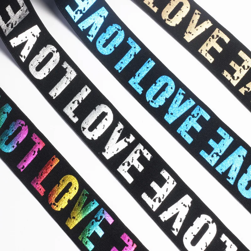 20/25/30/40mm LOVE Elastic Band Letter Printing Rubber Elastic Sport Belt Sewing Clothing Waistband Bags Decoration 5 Yards/lot