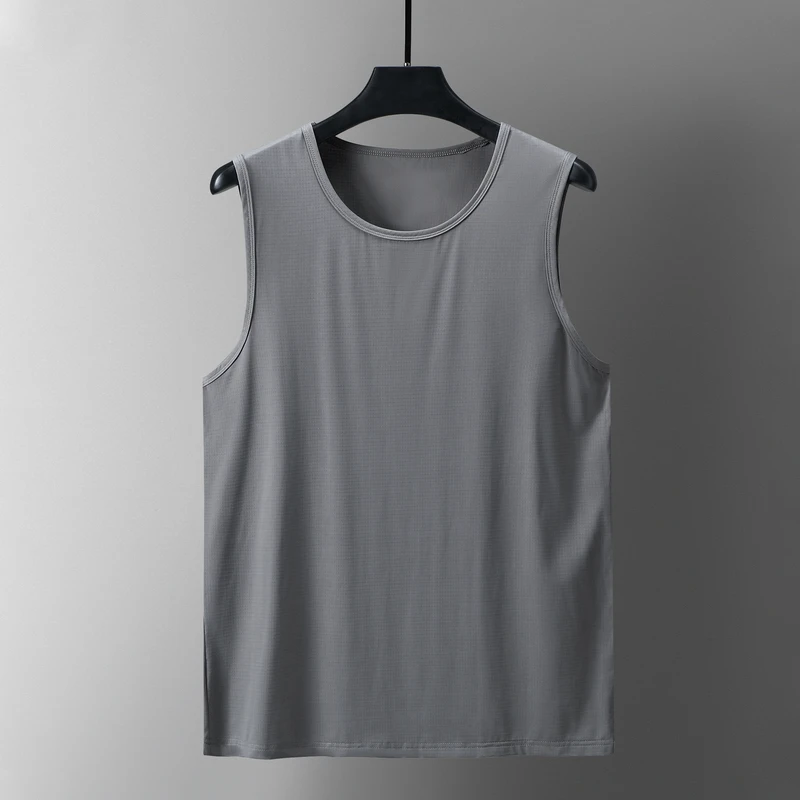 Men Tank Tops Ice Silk mesh tops Loose Casual Mens Summer Sleeveless vest Oversized men bodybuilding Tank Tops workout clothes