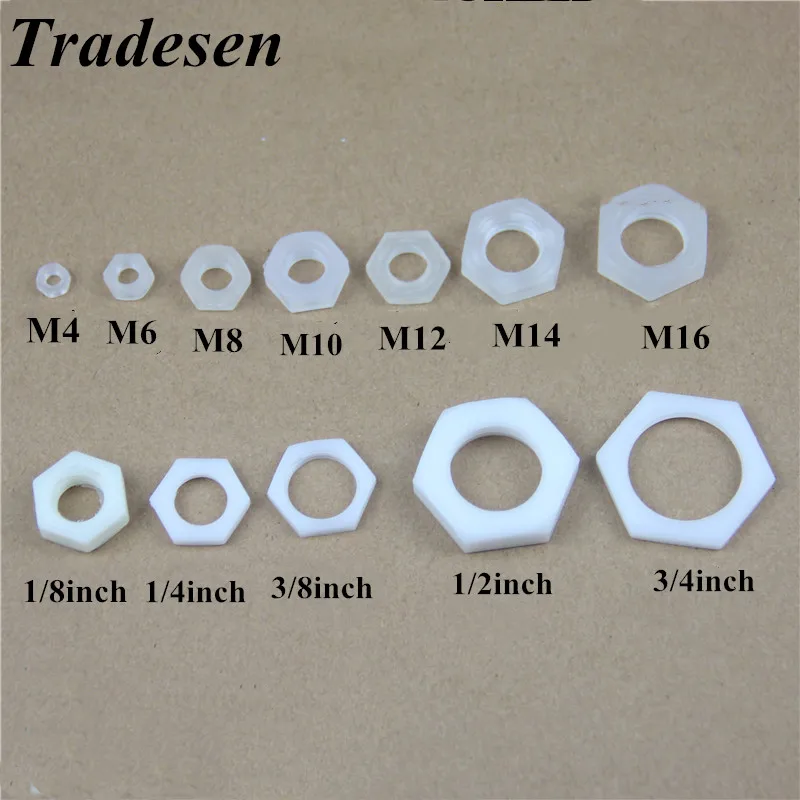 5PCS 1/8 1/4 3/8 1/2 3/4 Female thread plastic nuts Lock nut Outer hexagon fastening nut with Sealing ring