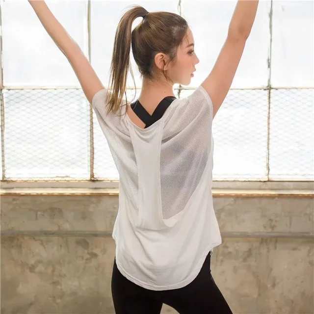 Krótki top do jogi odzież sportowa damska koszulka z krótkim rękawem szybka siateczka oddychający garnitur luźne bieganie Fitness lato Mujer Camisetas