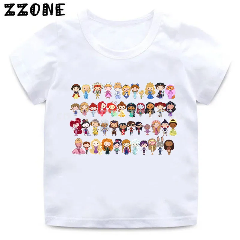 Ragazze/ragazzi piccole principesse impressionante maglietta del fumetto bambini vestiti divertenti bambini estate bianco top T-shirt bambino