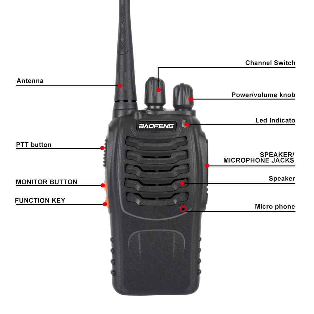 Baofeng-walkie-talkie bf-888s, UHF, baofeng ham, radio amateur VOX 888s, 400-470MHz, 16 canales con auricular, 2 unidades por lote, envío gratis