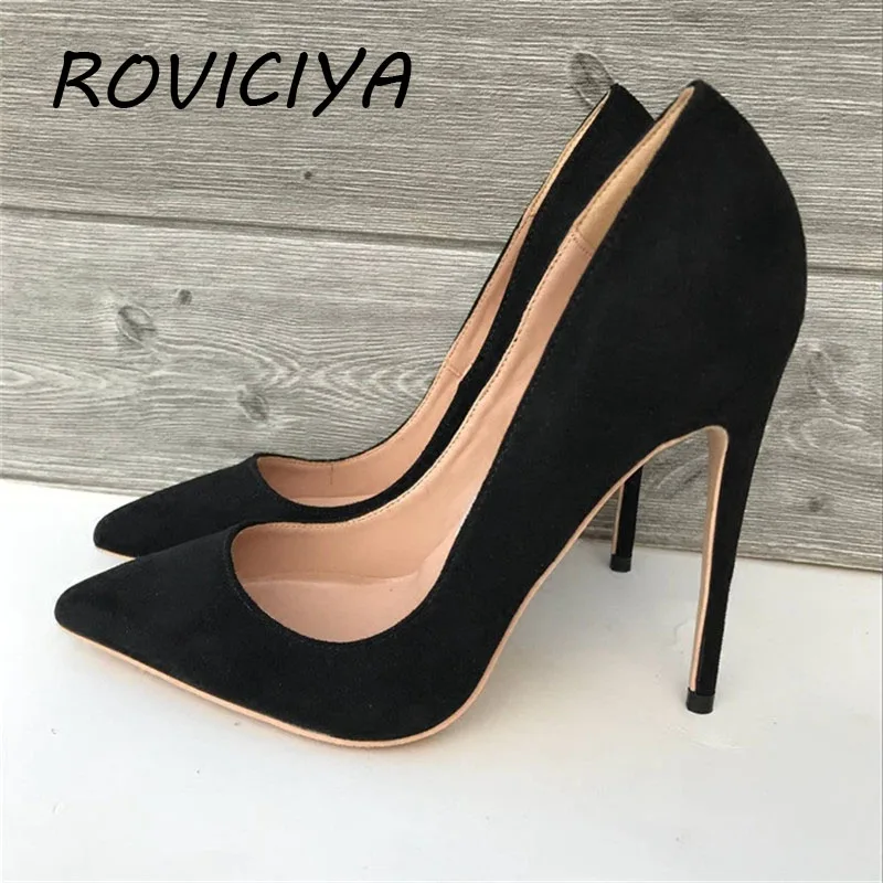 Black women\'s high heels 12cm high heels exclusive brand professional shoes 10cm female high heels shallow RM007 ROVICIYA