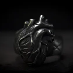 Stainless Steel Unique New Vintage Heart Ring Biker Rock Roll Gothic Punk Santa Muerte Jewelry Party Boyfriend Gift OSR533