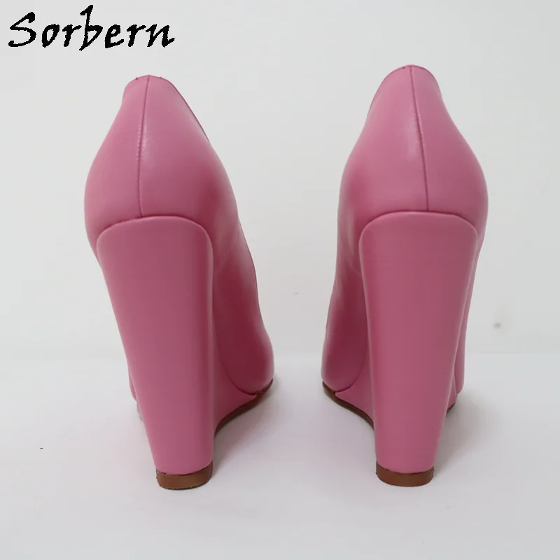 Sorbern Open Toe Slip On Shoes for Women Pumps Multi Colors Wedge High Heels Spring Lady Heels Custom Plus Size 48