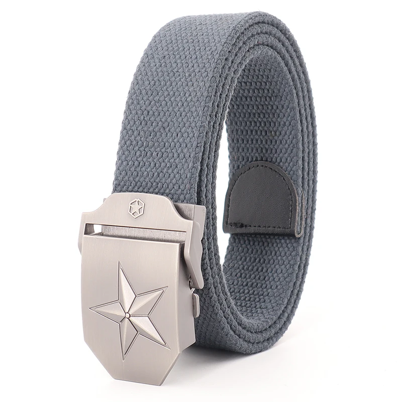 38MM Wide Canvas Military Tactical Belt Men High Quality Metal Stars Buckle Pants Accessories New Unisex Outdoor Training Belt