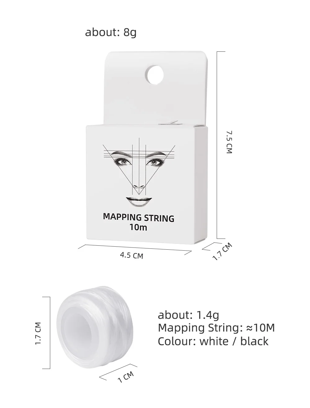 6 Stück Microblading 10 m Mapping Pre-Ink-Schnur zum Färben von Augenbrauen, Liner-Faden, semi-permanentes Make-up, Positionierungsmesswerkzeug – Detail 1