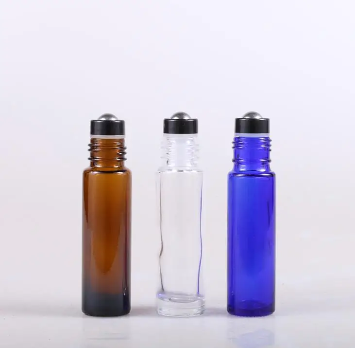 3000pcs 10ml Thick Glass Essential Oil Roll on Bottle Vials deodorant bottle with Metal Roller Ball for Perfume Aromatherapy SN