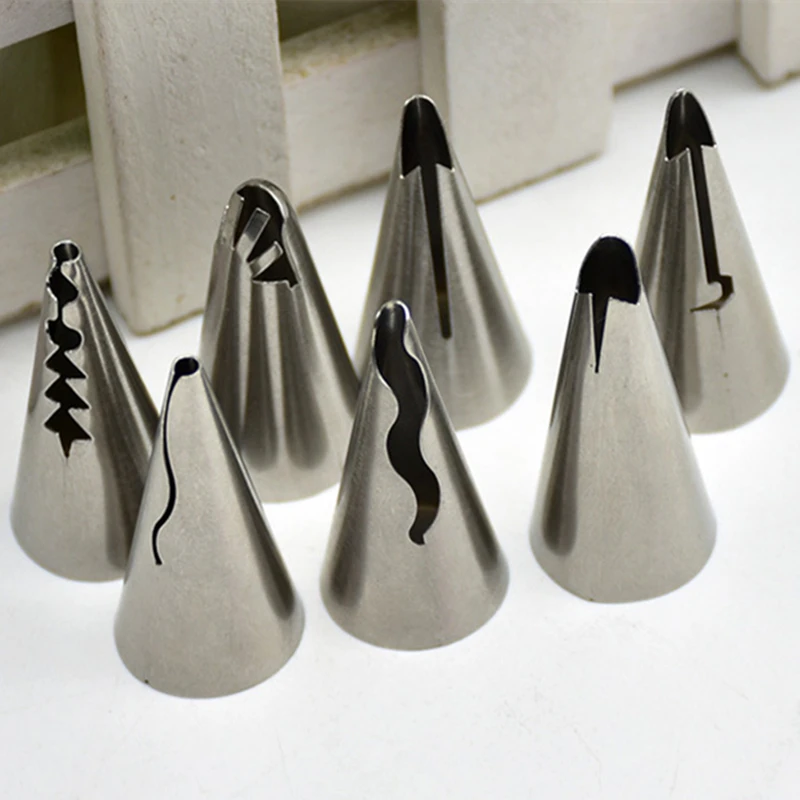 7Pcs Stainless Steel Flower Mouth Nozzles Cream Cake Doll Skirt Icing Piping DIY Pastry Tips Baking Cupcake Decorating Tools