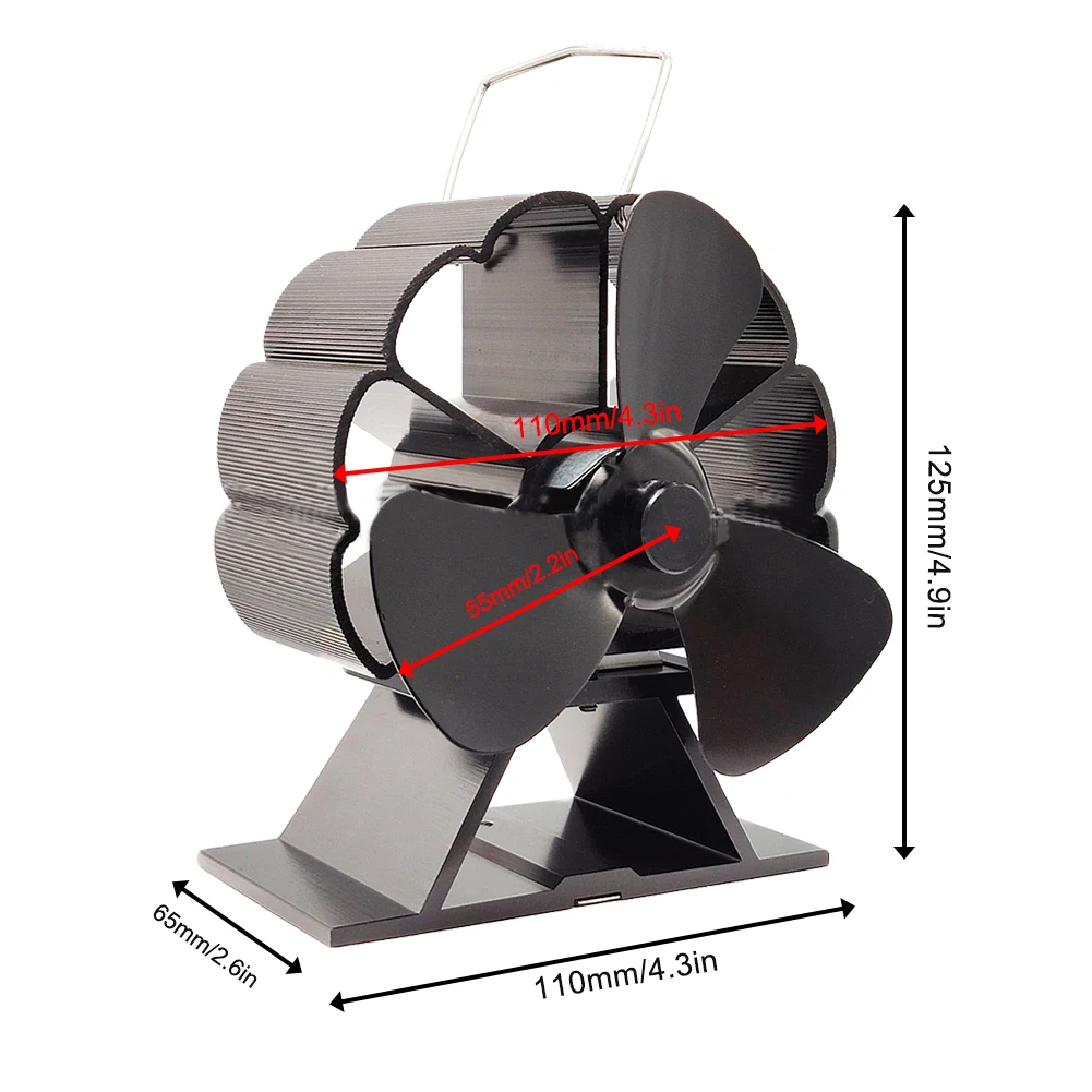 Ventilador de chimenea de 3 aspas para uso en el hogar, sistema de ventilado silencioso alimentado por calor para quemador de troncos, con cabezal