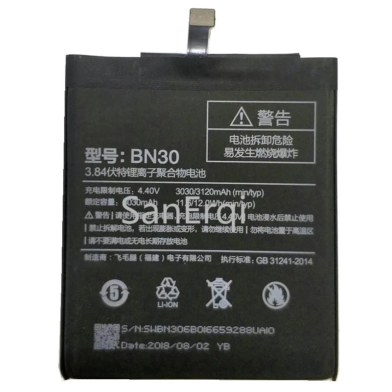 

Top Quality BN30 battery For Xiaomi Redmi 4A Mobile Phone Replacement Battery + Tracking Code