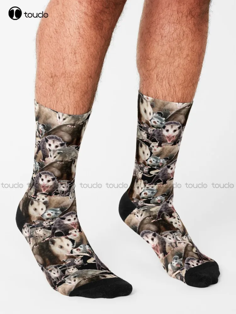 Opossums! Possum, Marsupial, Cute, Animal, Love Socks Work Socks For Men Personalized Custom Unisex Adult Teen Youth Socks