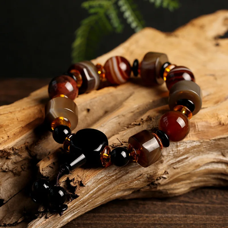 Ethnic Natural Agate Men\'s Bracelets Resin Charom Handmade Beaded Bracelet Fine Jewelry Accessories Fathers Day Gifts YBR439