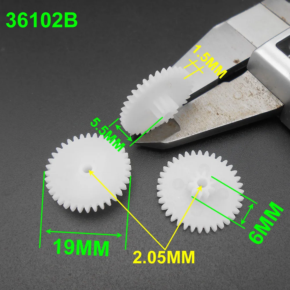 10Pcs 0.5 Modulus 0.5M Plastic Double Gear Reduction Bilayer Spur Hole 2.05MM 1.95MM 2MM 30T 32T 34T 36T 38T 40T 44T 46T 48T 50T