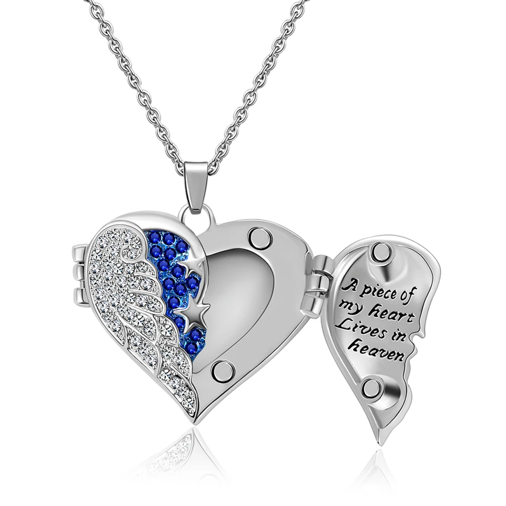 

A piece of my heart Lives in heaven Urn Necklace for Ashes Heart Angel Wings Keepsake Memorial Cremation Jewelry Dropshipping