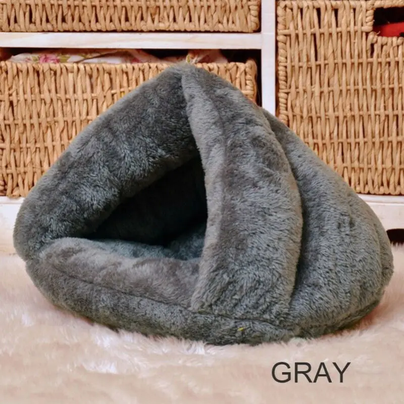 Pet Dog Cat Cave Bed Basket House Kitten Soft Cozy Indoor Cushion Kennel Warm Washable Nest Soft Warm Winter Sleeping Bag Mat