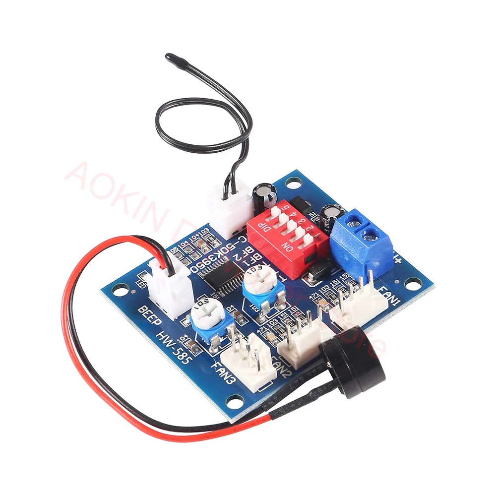 DC12V 4-Wire PWM PC Fan Temperature Control Manumotive Fan Speed Controller Module CPU High-Temperature Alarm with Buzzer