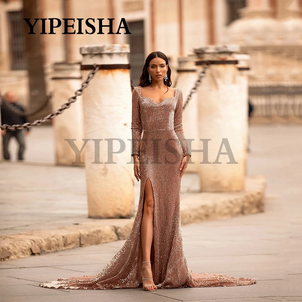 เซ็กซี่ Deep V-Neck สายสปาเก็ตตี้ชุดราตรี Backless High Side Slit ง่ายปาร์ตี้ชุดราตรี Vestidos De Fiesta Платье