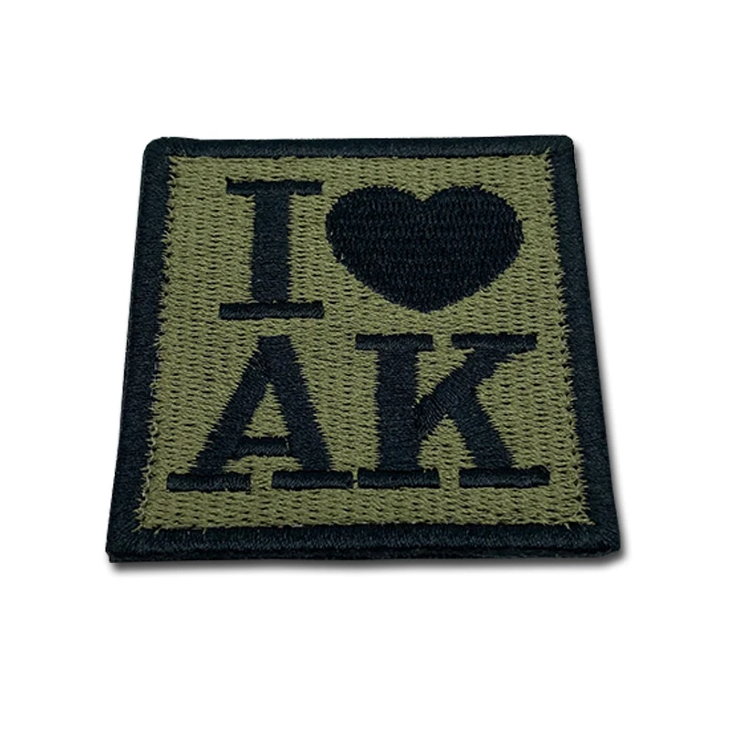 I love AK innovation Patches high quality Embroidered Creativity Badge Hook Loop Armband 3D Stick on Jacket Backpack Stickers