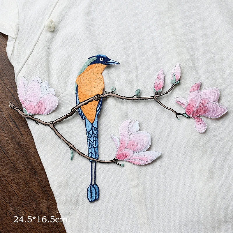 2Pcs/Set New 3D Craft Sewing Embroidered Sew On Applique Patch Birds DIY Clothes Accessories