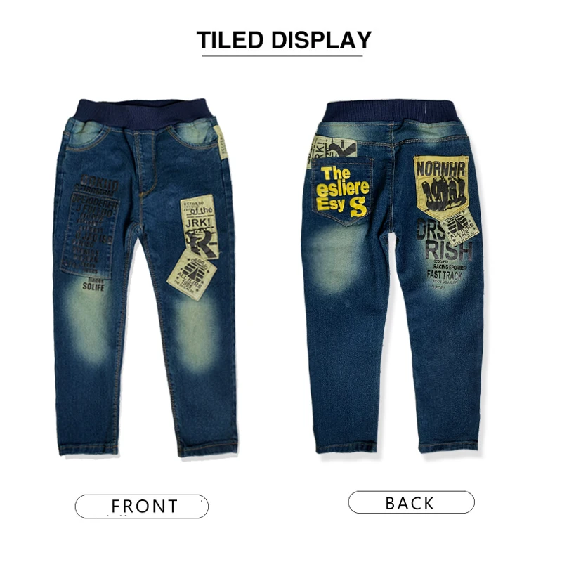 IENENS 5-13Y Boys Slim Straight Jeans Children Denim Long Pants Spring Autumn Wear Kids Casual Trousers