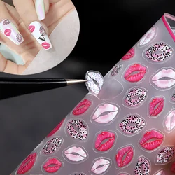 2021 New 3D Self-Adhesive Bohemia Lovly Red Lips Image Nails Stickers for Nails Sticker Decorations Manicure Z0452