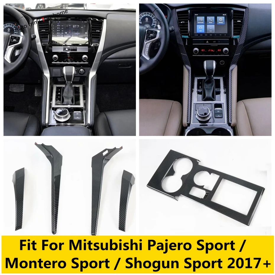 Gear Shift Panel Cover Trim Carbon Fiber Look Interior For Mitsubishi Pajero Sport / Montero Sport / Shogun Sport 2017 - 2021