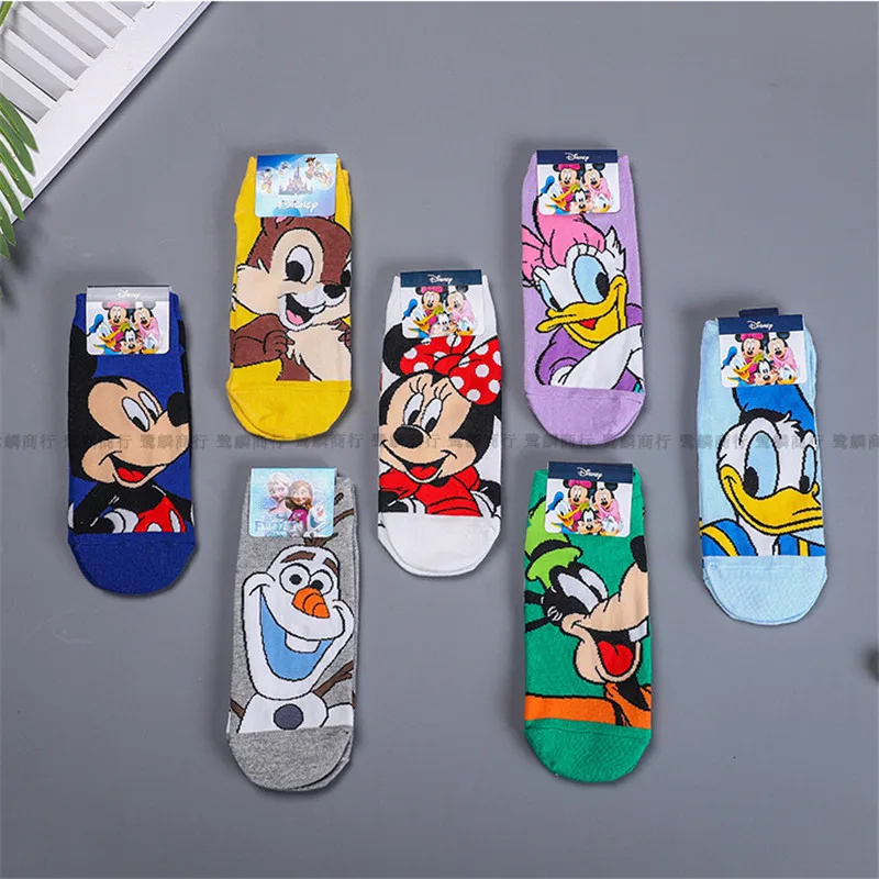 Anime Figure Disney Stitch Mickey Socks calzini corti da donna bambini ragazzi ragazze autunno inverno Cute Cartoon Cotton Print Socks