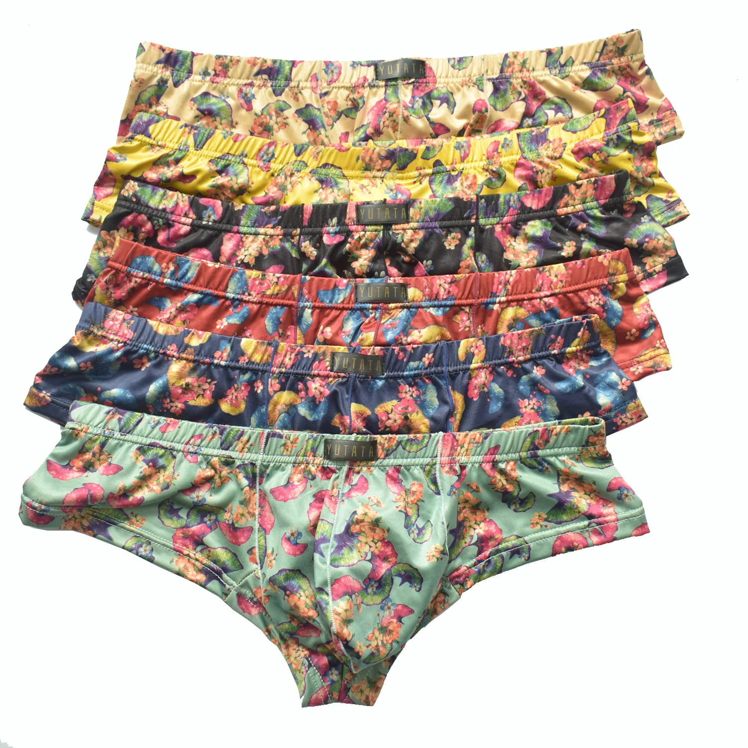 Bóxer de cintura baja con estampado para hombre, ropa interior Sexy con bolsa convexa en U, bañadores, lencería suave