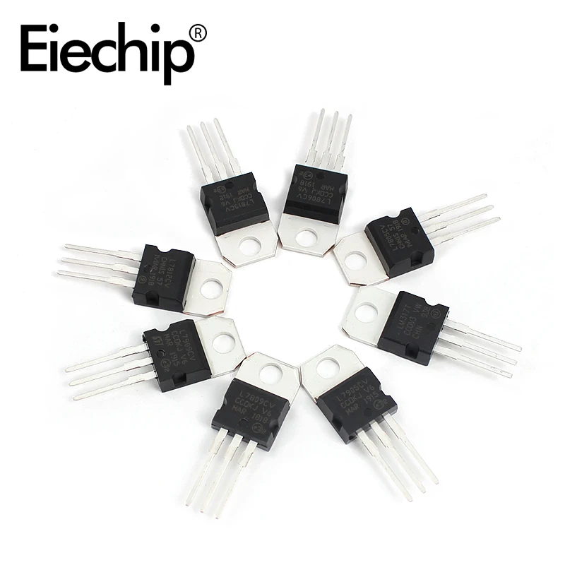 40pcs/set Voltage Regulators IC TO-220 L7805/7806/7809/7812/7815/7905/7909 LM317T  Mosfet Transistor  Assortment Kit